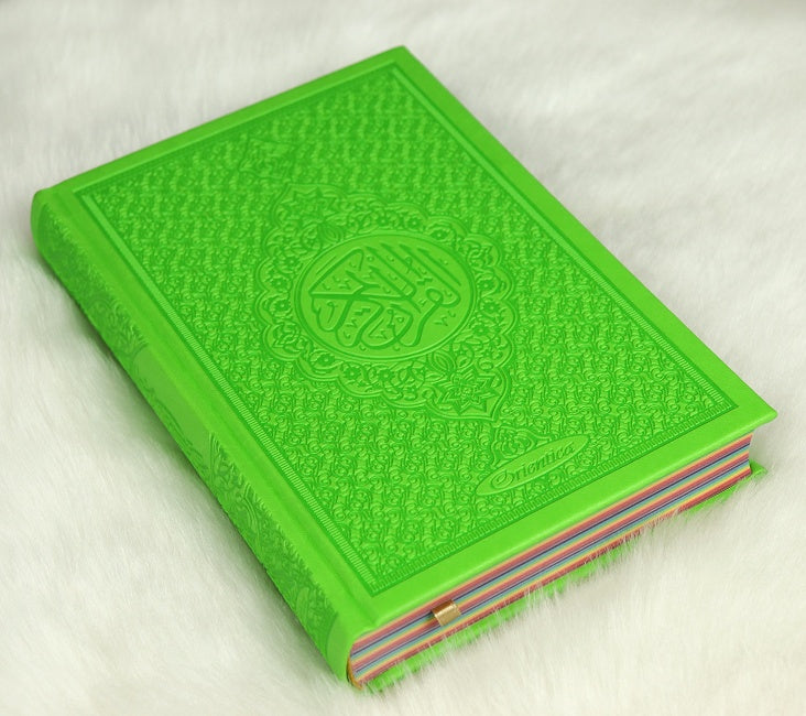Le Coran Arc-en-ciel version arabe (Lecture Hafs) - Couverture couleur Vert clair de luxe
