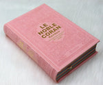 Le Noble Coran Avec Pages En Couleur Arc-en-ciel Rose (Rainbow) - Bilingue - Couverture Cuir Rose Clair Doré